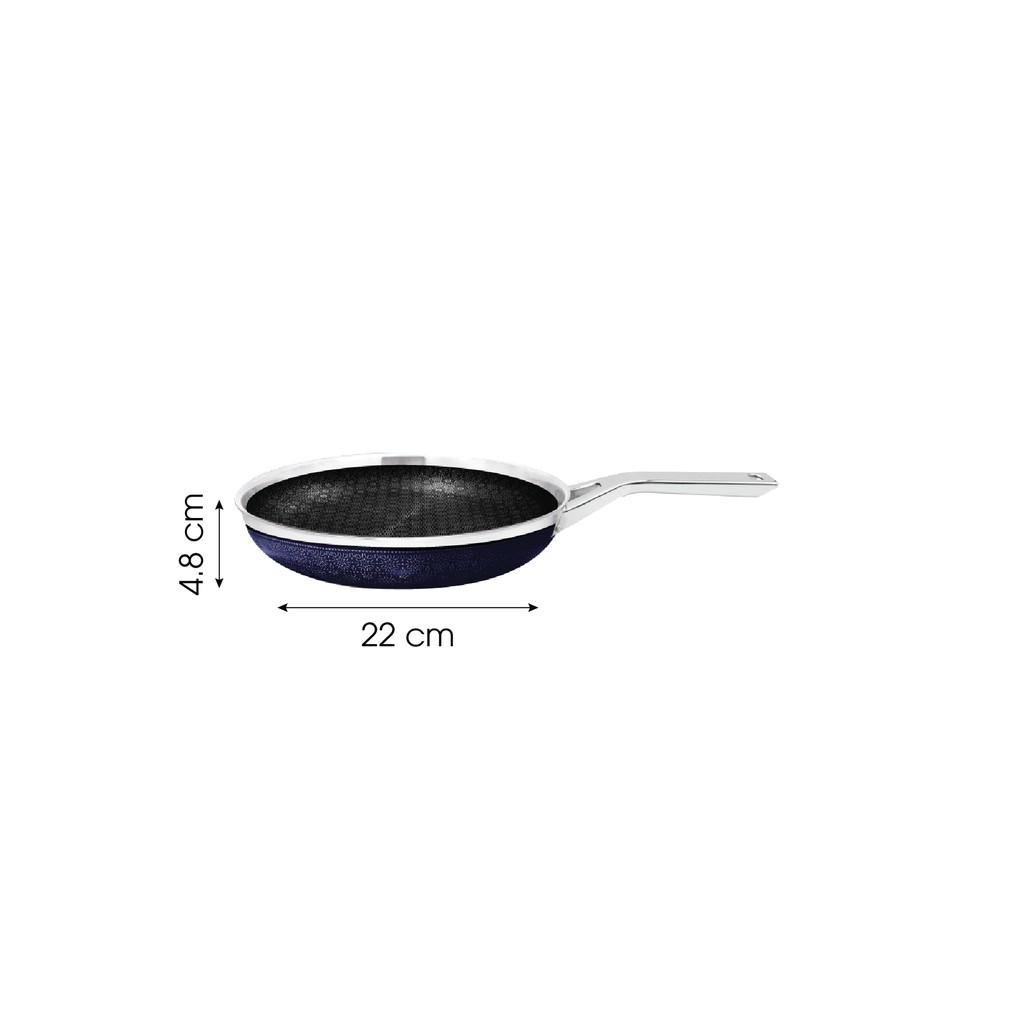 Chảo chống dính cao cấp Kims Cook Blackcube 2 mặt inox 3 lớp đúc liền đáy từ ( 22cm / 24cm /26cm / 28cm / 30cm / 32cm )