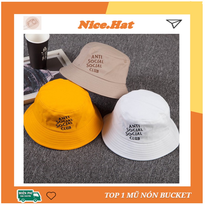 Mũ bucket nam, nón tai bèo nữ thêu chữ Anti social social club ASSC ulzzang thời trangđẹp - ẢNH THẬT - Mũ bucket hat M04