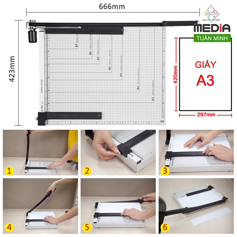 Bàn Cắt Giấy MEDIA Khổ A3 Chất Liệu Bằng Kim Loại