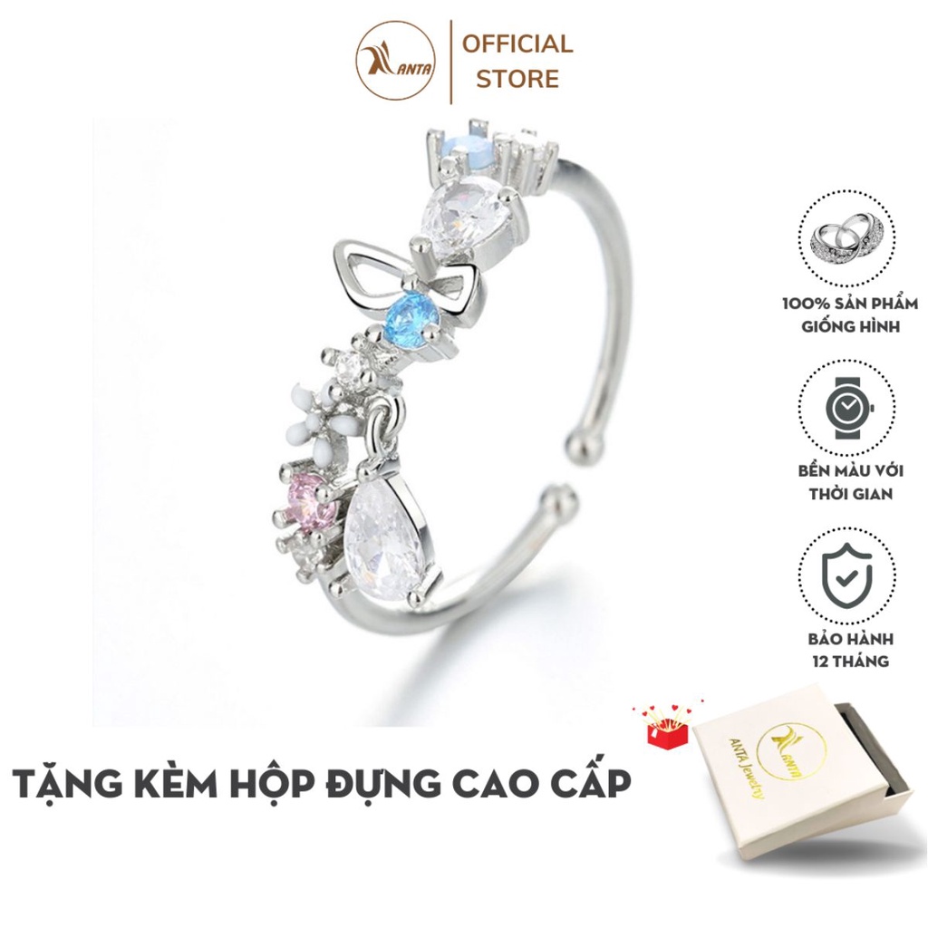Nhẫn hoa, đính đá pha lê nhân tạo cá tính cho nữ ANTA Jewelry - ATJ7034