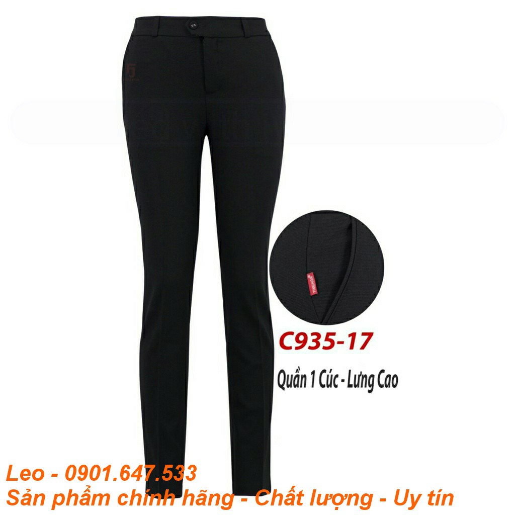 Quần tây Thái Hòa lưng cao 1 cúc màu đen C935-17