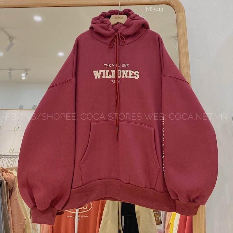 [N83013]🐷 Áo hoodie nỉ bông dày phong cách Hàn Quốc WILD ONES (Có sẵn/ảnh thật)