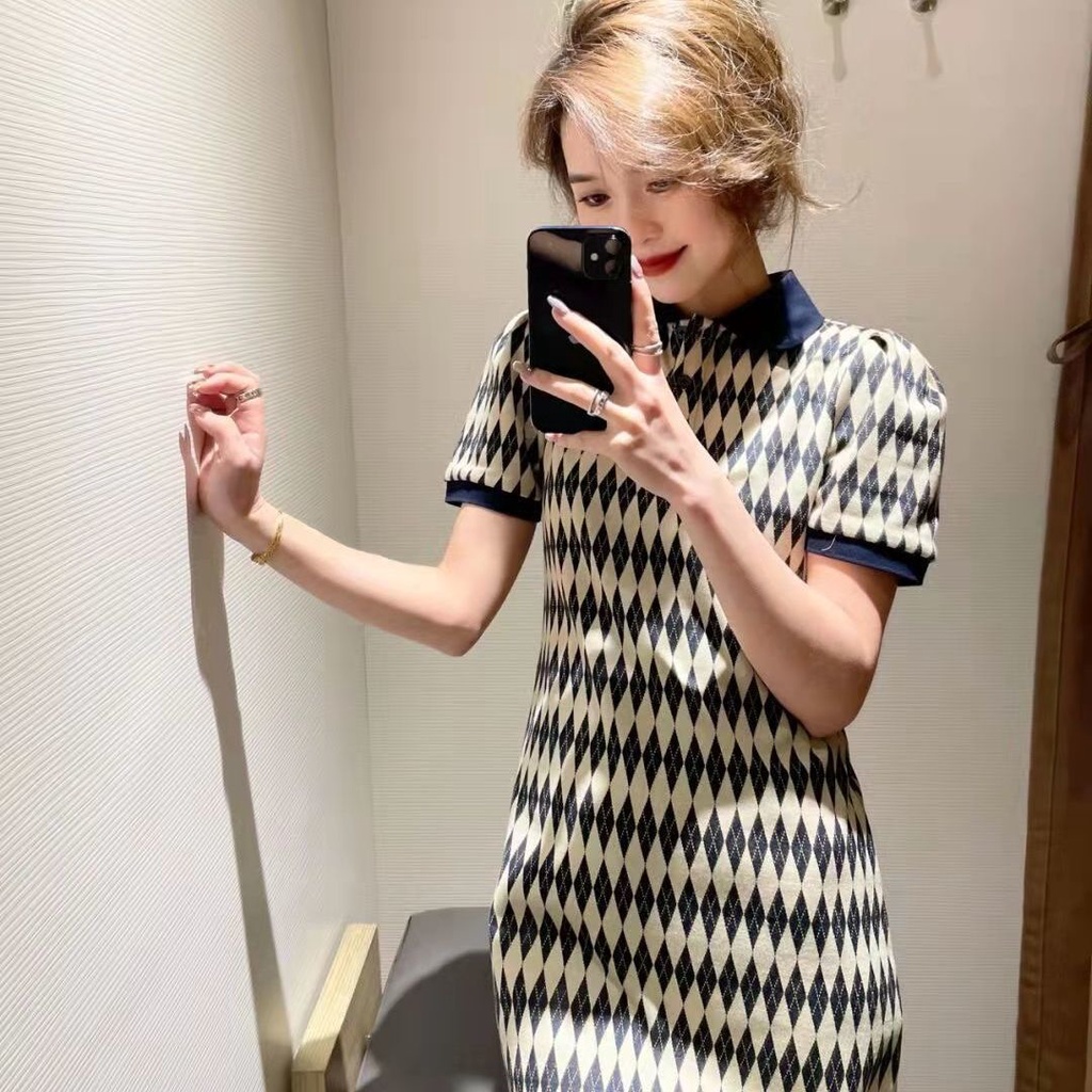 Đầm cổ polo phong cách retro thời trang hè 2022 cho nữ wu02s7ee2000