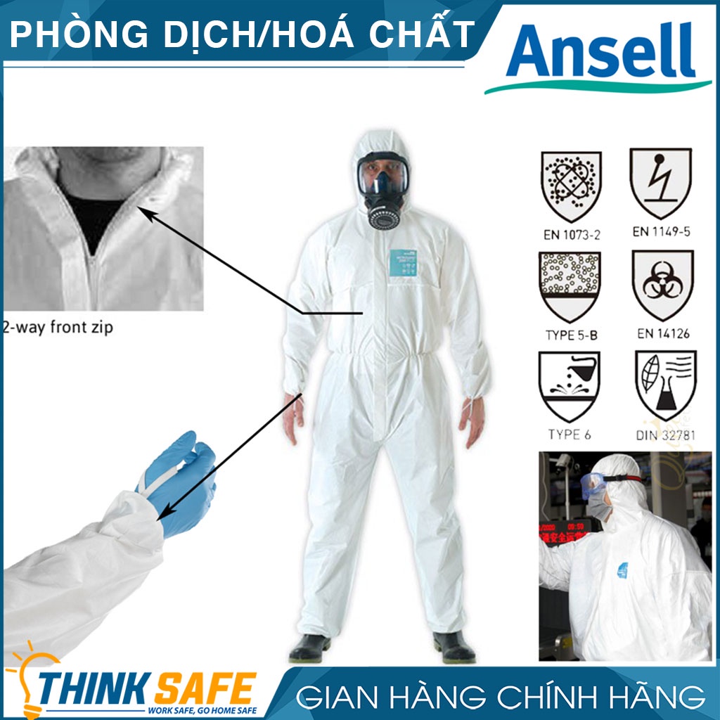 Quần áo phòng dịch AlphaTec 2000, chống hóa chất, chống ẩm rất tốt, chống lấy nhiễm Model 111 - Thinksafe
