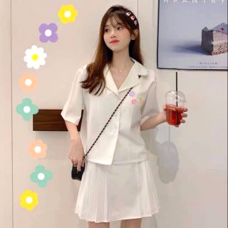 Áo thun polo (SỈ 35K) thêu hoa cúc KÈM ẢNH THẬT