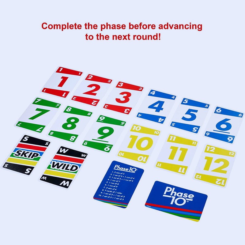 Phase 10 Card Game with 108 Cards, Makes a Great Gift for Kids, Family or Adult Game Night, Ages 7 Years and Older