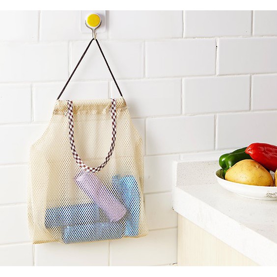 Bộ 2 Túi lưới treo tường đựng thực phẩm nhà bếp Bảo quản của quả, hành tỏi