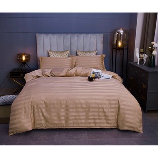 Bộ Chăn Ga Gối Chăn Chần Bông Cotton Sọc 3F Cao Cấp