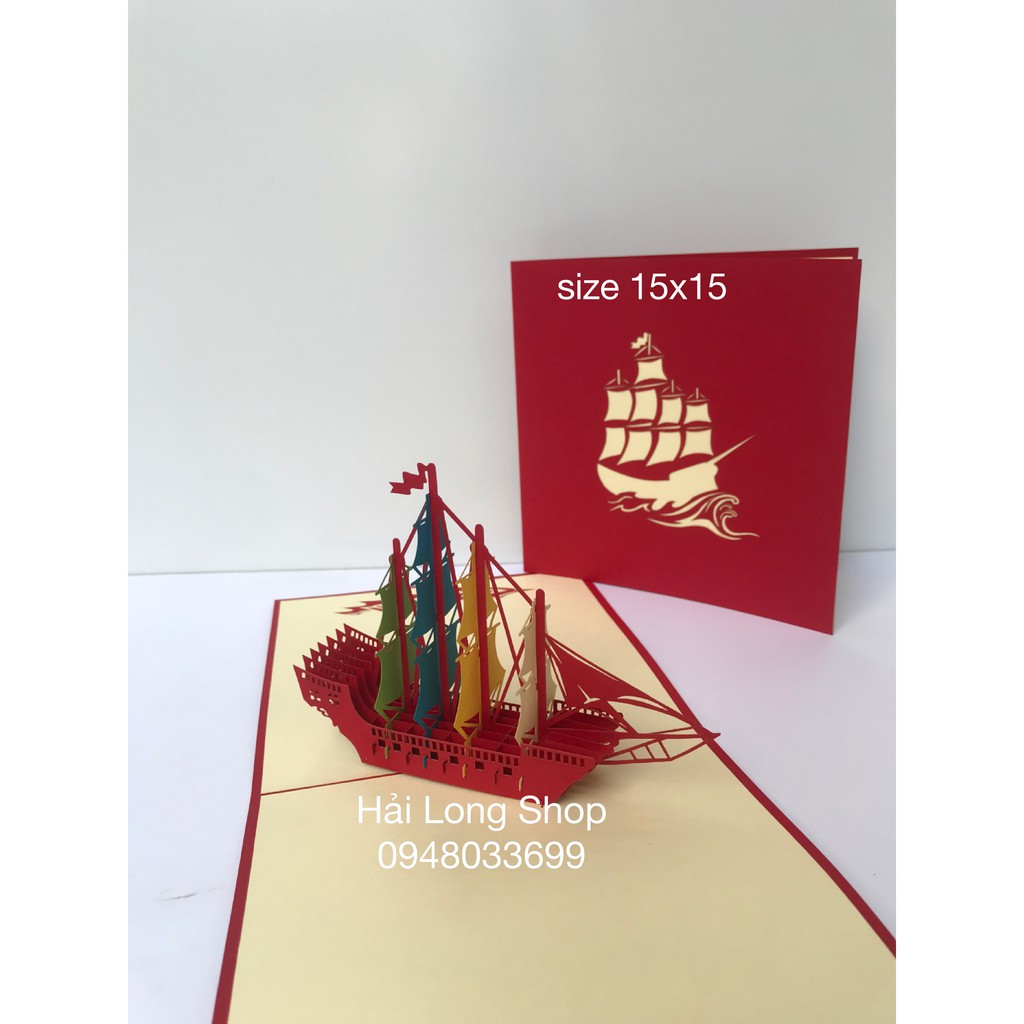 Thuyền 7 ( 4 cánh nhiều màu ) - Boat - Thiệp 3D