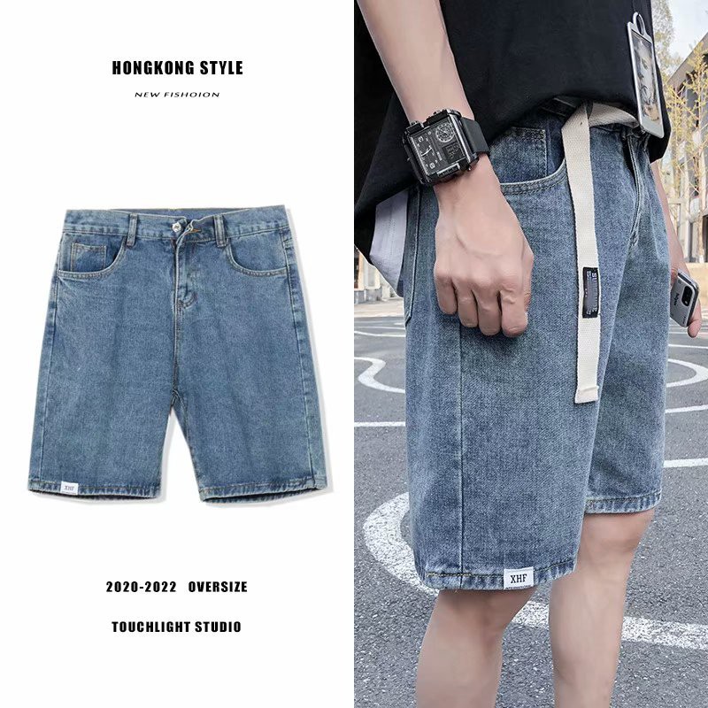 Quần short jeans ống rộng thời trang mùa hè Âu Mỹ cho nam -cam kết Giặt không phai màu - Hàng nhập khẩu