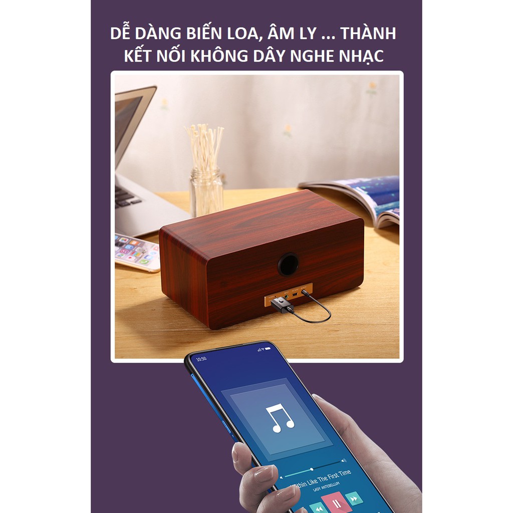 USB bluetooth V5.0 2 chức năng thu và phát kết nối tivi, máy tính, loa, amply, tai nghe bluetooth, loa ô tô jack 3.5mm