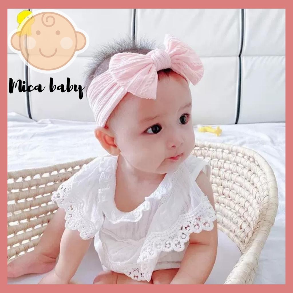 Set băng đô hoa voan kèm nơ gân đáng yêu có hộp đựng đáng yêu cho bé gái BD40 Mica Baby