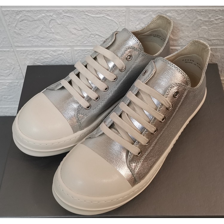 Giày cổ thấp Rick Owens DRKSHDW silver low top sneakers fw20