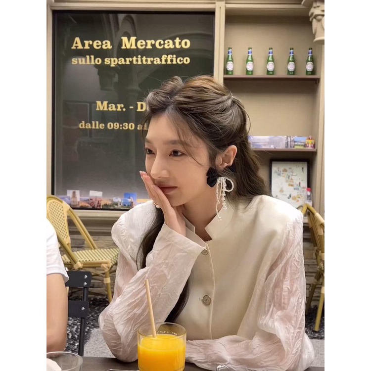 Áo Khoác Vest Tay Dài Dáng Rộng Mỏng Thời Trang Mùa Hè Hàng Mới Dành Cho Bạn Nữ