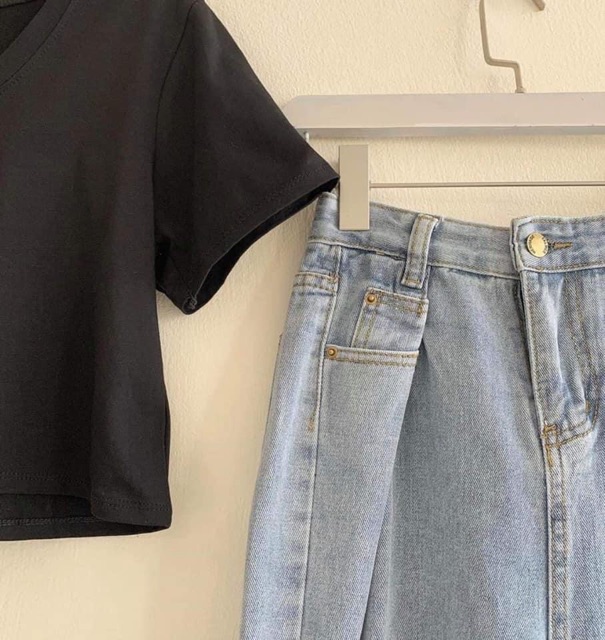 MÃ MỚI  QUẦN JEANS SUÔNG DÁNG DÀI NỮ 2 MÀU XANH ĐEN ( kèm ảnh thật)