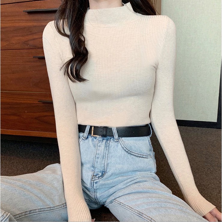 ÁO LEN TĂM CỔ 3 PHÂN , ÁO FREESIZE 4 màu nâu , đen , be , sữa | BigBuy360 - bigbuy360.vn