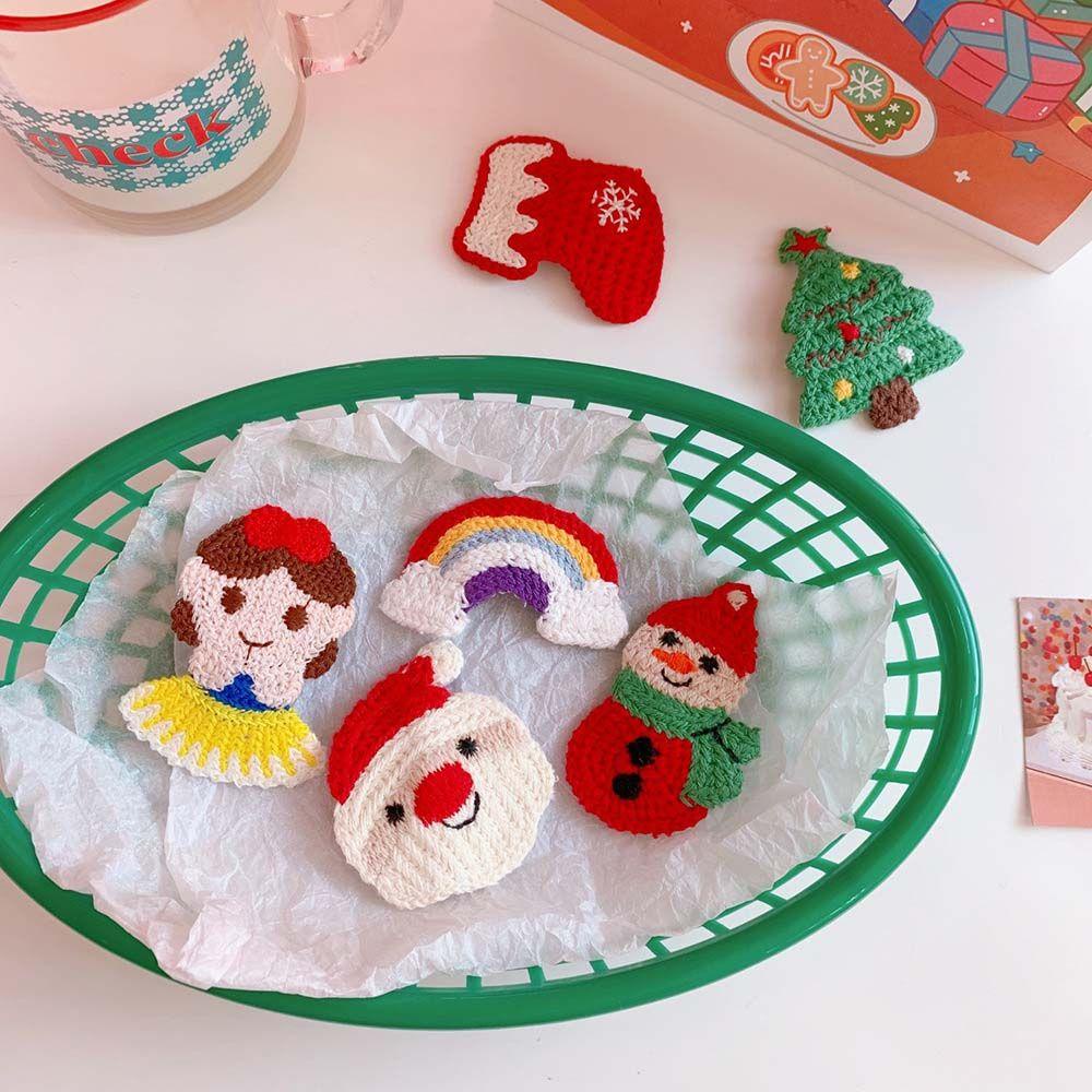 Kẹp Tóc Dệt Kim 15H Màu Cầu Vồng Họa Tiết Giáng Sinh Dễ Thương