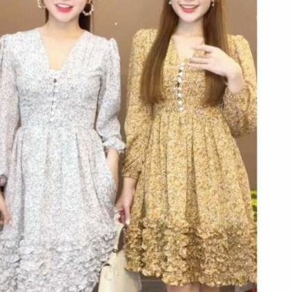 Đầm xanh body dây rút cao cấp SML