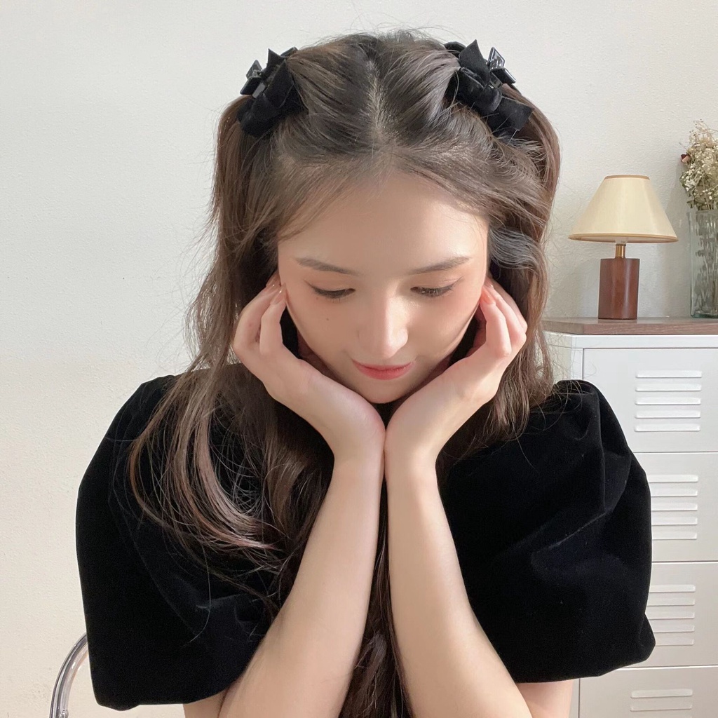 Kẹp Tóc Nhỏ Hình Nơ Nhung Phong Cách Thu Đông Mới 2022