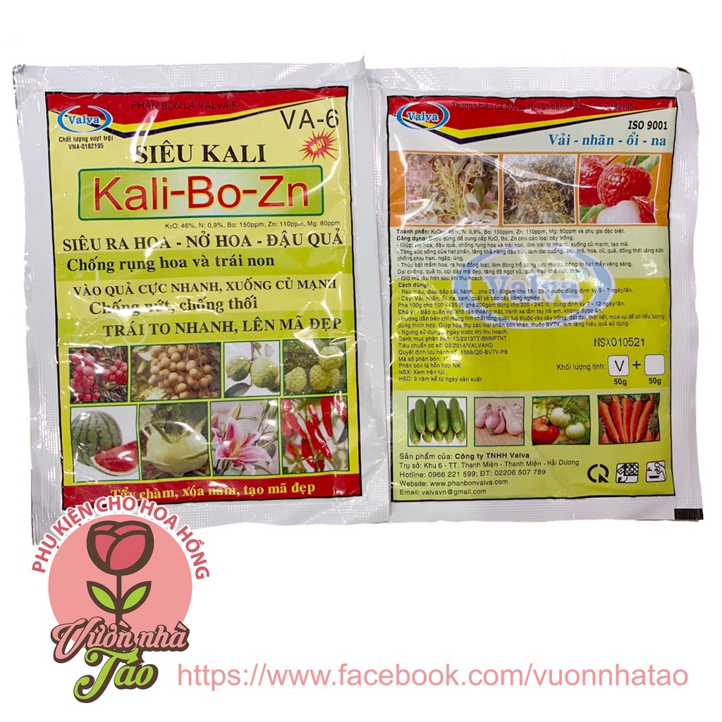 Siêu Kali-bo-Zn túi 50g-Giúp cây đóng nụ,đậu trái, ra hoa