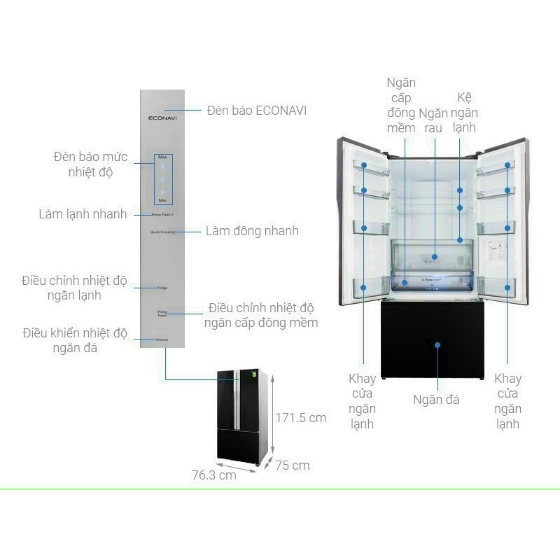 Tủ lạnh Panasonic Inverter 494 lít NR-CY550GKVN( Hàng mẫu trưng bày NEW Bảo hành chính hãng 1 năm)