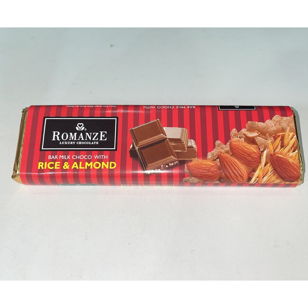 Sôcôla Romanze Luxury Chocolate Nhân Gạo và Hạnh Nhân Almond (Thanh 80g-đỏ)