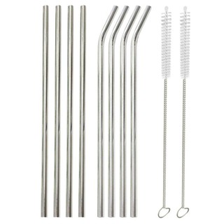 Bộ 4 ống hút thẳng, 4 ống hút cong và 2 cọ rửa inox