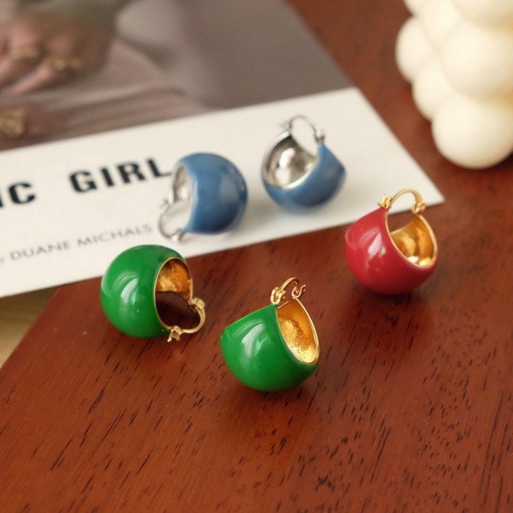 LILYES Khuyên Tai Kim Loại Tráng Men Thời Trang Cho Nữ