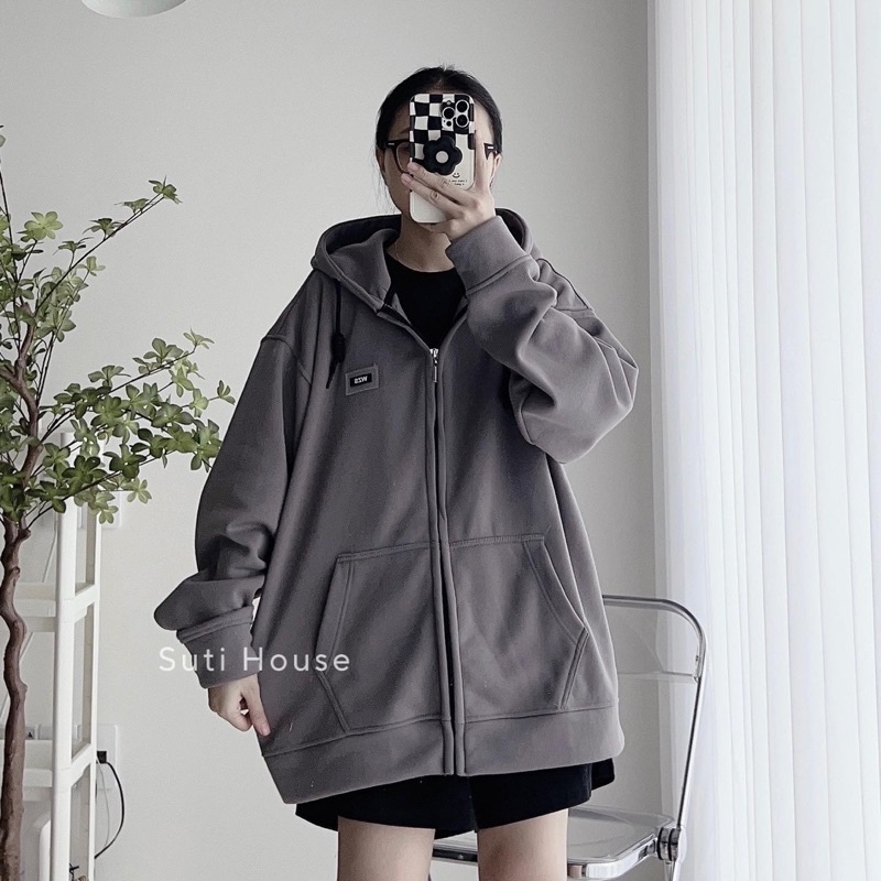 [ẢNH THẬT] Áo Hoodie Zip TAG WZS Màu Xám Chì Form Rộng Unisex nam nữ - Suti House