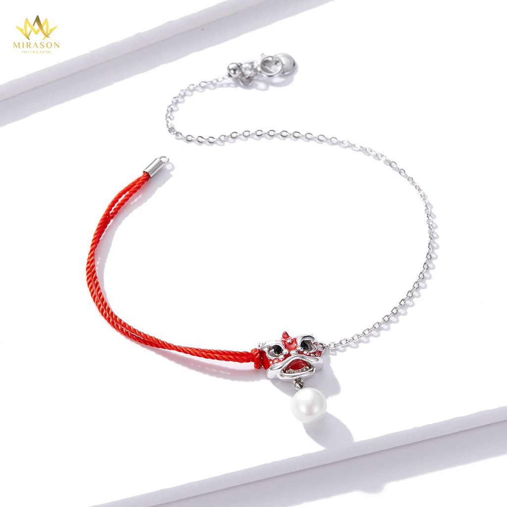Vòng Tay Chỉ Đỏ Unisex Charm Mèo Thần Tài S999 May Mắn - Lắc Tay Bạc Nữ MIRASON Kỳ Lân Tài Lộc Mix Sợi Chỉ Đỏ