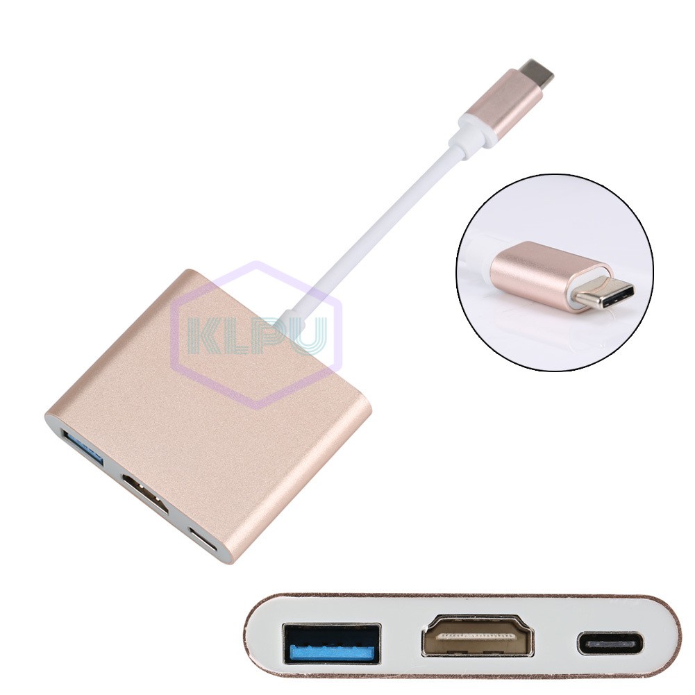 KLPU Type C USB 3.1 to HDMI / USB 3.0 / USB C Adapter Charging Port Aluminum Material for Macbook #VN