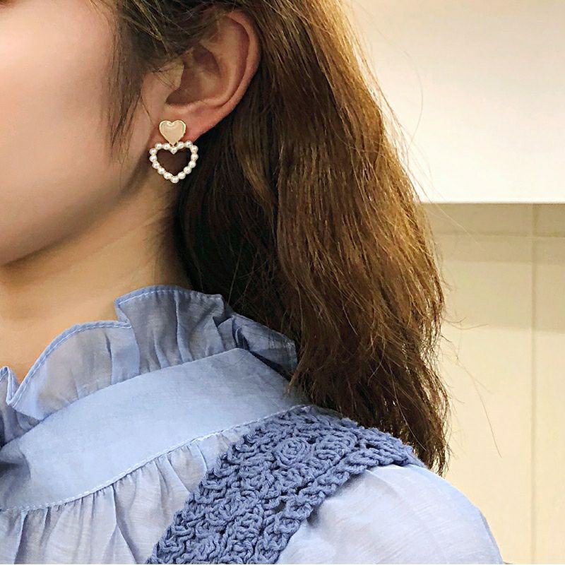 Bông Tai Hình Trái Tim Đính Ngọc Thời Trang