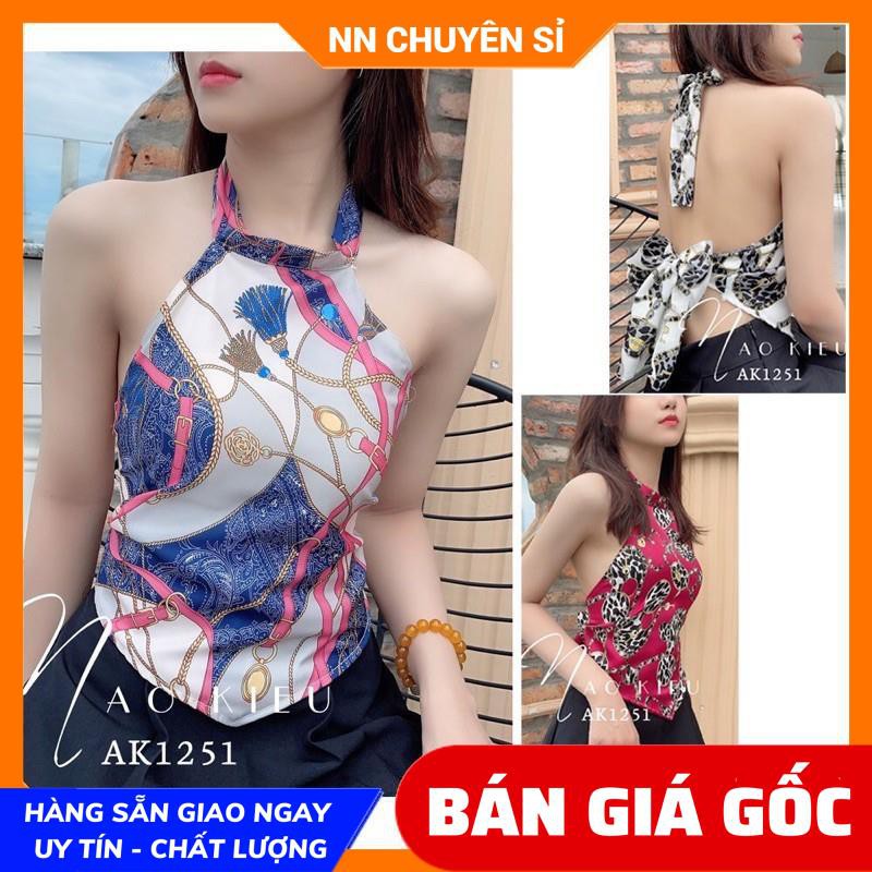 ÁO YẾM HỞ LƯNG IN HOẠ TIẾT AK1252 🔆ẢNH THẬT🔆 ÁO YẾM CỘT NƠ SAU 🔆 ÁO YẾM HOT HIT 2021 🔆 ÁO HỞ LƯNG