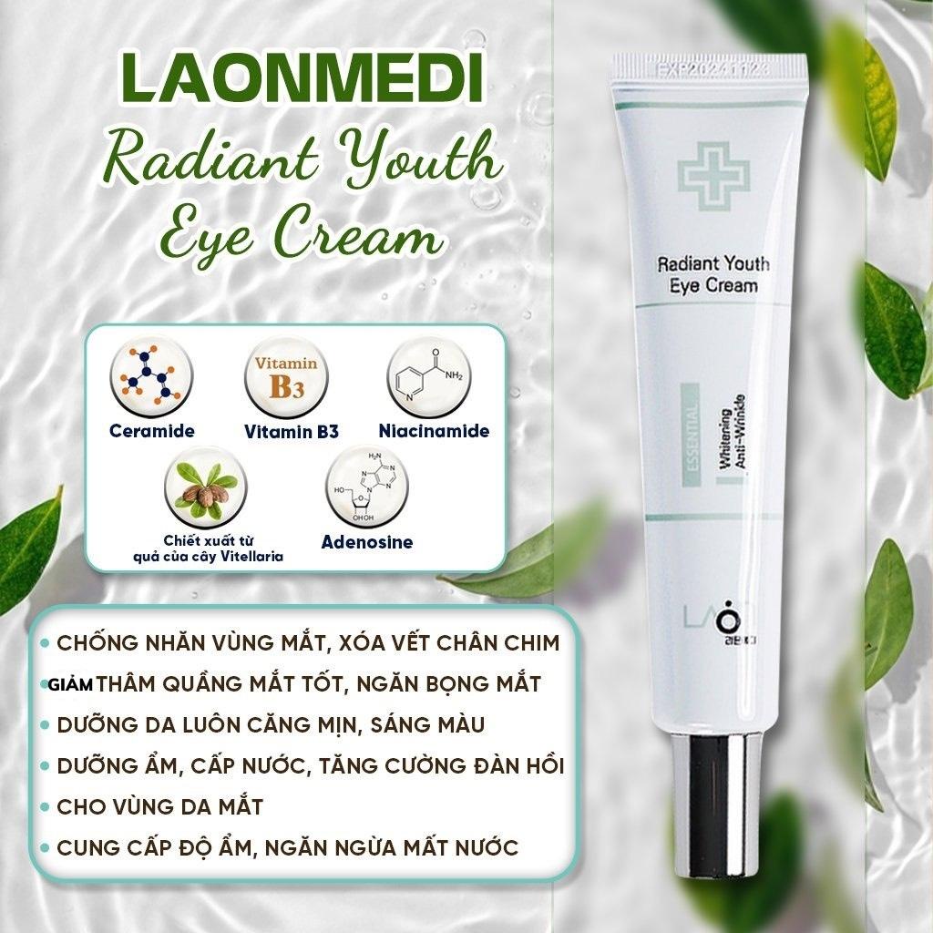 Kem dưỡng mắt, giảm thâm, cải thiện nếp nhăn Esential Radiant youth LAON - Sale Chính hãng