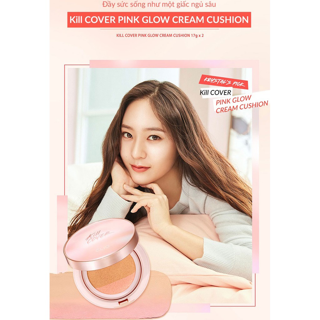 PHẤN NƯỚC CLIO KILL COVER PINK GLOW CREAM CUSHION SPF40 PA++