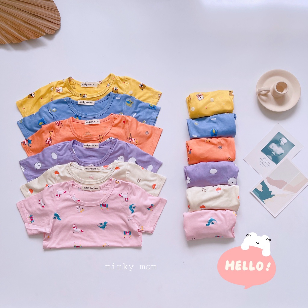 Bộ Cộc Tay Minky Mom Thun Lạnh in hình cho bé Trai/Gái
