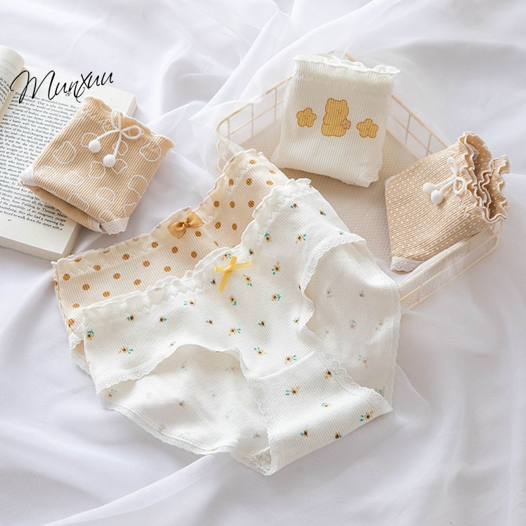 Quần lót nữ Cotton hình dễ thương Munxuu, chất liệu mềm mại co dãn thoáng khí - QC91