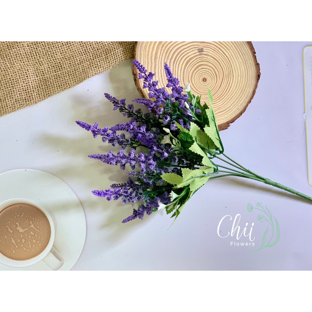 Hoa giả hoa lụa - Hoa lavender cắm bình gốm trang trí nhà đẹp nhập khẩu cao cấp Hà Nội Chiiflower CH23