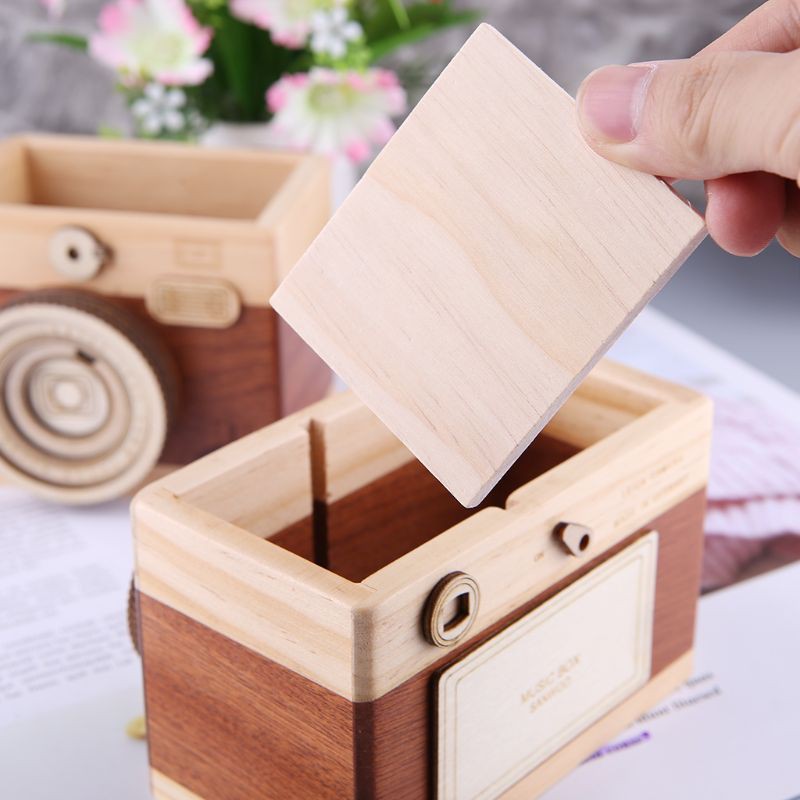 SEL Creative Camera Pattern Wooden Pen Pencil Case Holder Stand Desktop Sundries Storage Box Multi Purpose Use