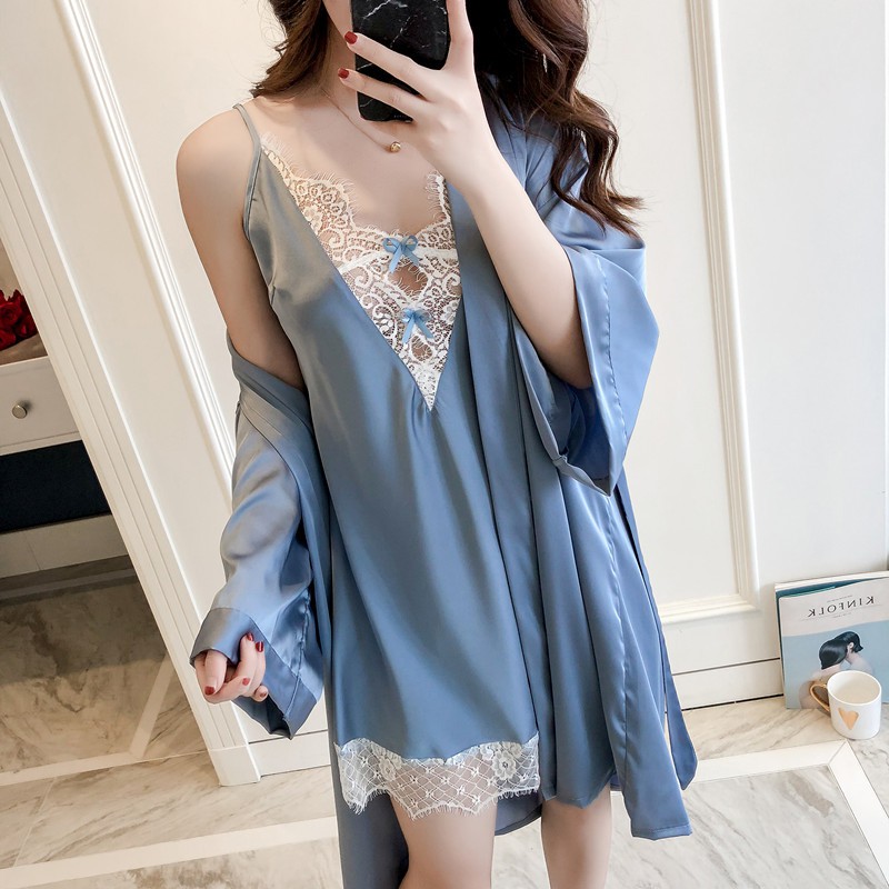 Đầm Ngủ Hai Dây Phối Ren Gợi Cảm Cho Nữ