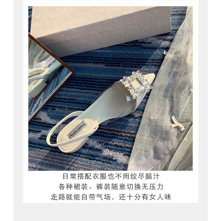 Giày Cao Gót Mũi Nhọn Đính Đá Thời Trang Mùa Hè 2022 Mới Cho Nữ