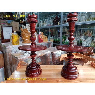 Cặp chân đèn gỗ xà cừ cao 41 cm
