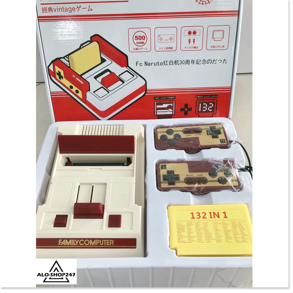 (632 Game) Máy chơi game điện tử 4 nút FC Compact với băng 132 IN 1 xuất hình ảnh tivi