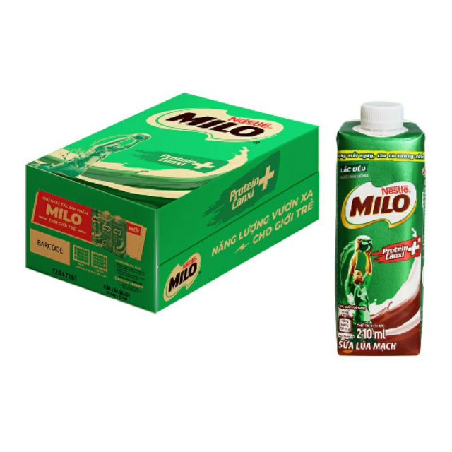 thùng 24 hộp thức uống milo lúa mạch 210ml (lắp vặn)