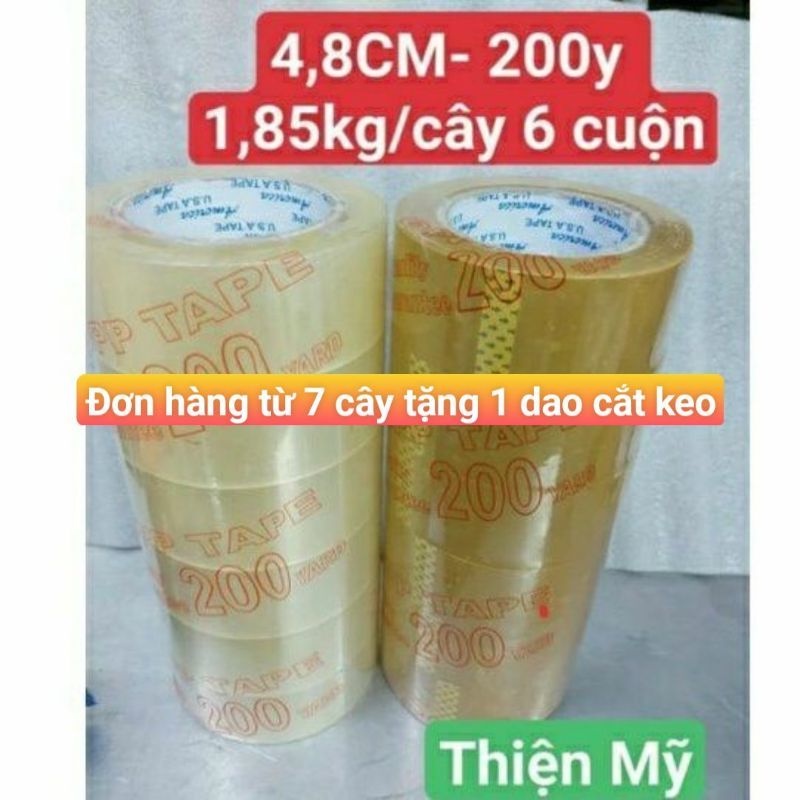 [XẢ KHO] Băng keo 200y Trong/ vàng đục 1,85kg/cây 6 cuộn