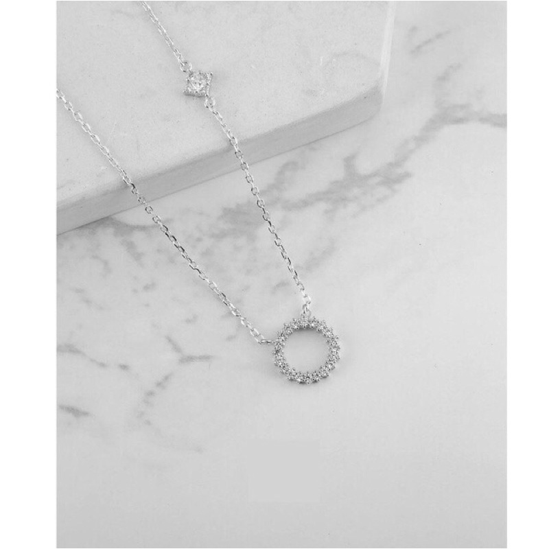 Dây chuyền nữ huyền thoại biển xanh bạc thật mặt tròn đính đá sang trọng - Kho sỉ bạc Nhất Linh