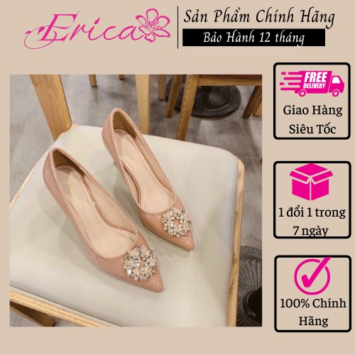 Giày cao gót nữ 9P gót nhọn mặt đá tròn to bản H88 nhiều màu quyến rũ thời trang hàn quốc đẹp cao cấp ERICA SHOES - BCA