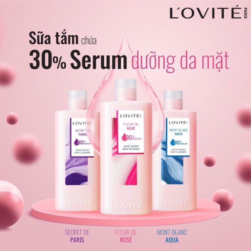 Sữa Tắm L’Ovité Dưỡng Ẩm Serum Fleur De Rosé Moist Serum Body Cleanser 700ml