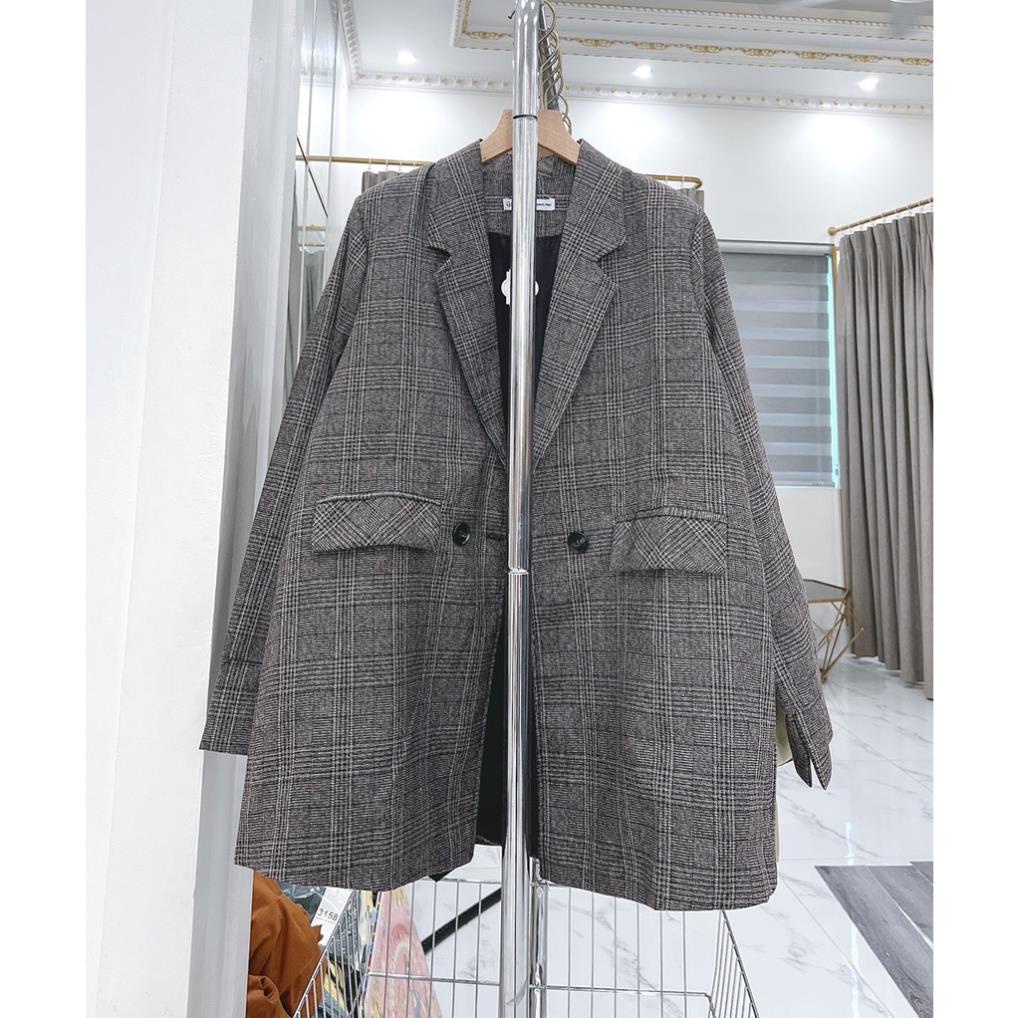 Áo blazer Kẻ Xẻ Tay sang chảnh màu đen trơn, mầu trắng - dáng suông rộng trượt vạt bầu dáng rộng- áo khoác vét