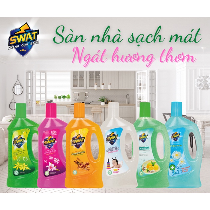 [Mã BMBAU50 giảm 7% đơn 99K] Nước Lau Sàn SWAT Hương Thảo Mộc Chai 1L Tiện Lợi